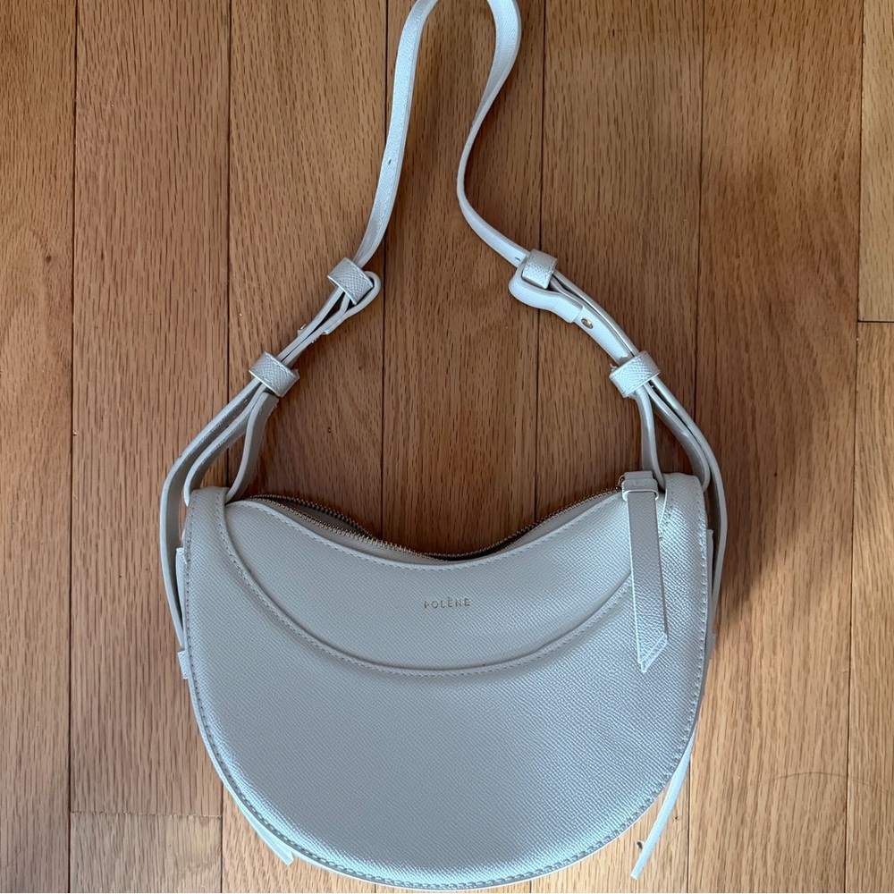 Polene Style White Leather Shoulder Bag